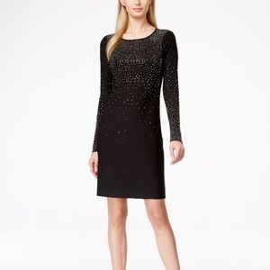 CeCe Bedazzled Rhinestone Long Sleeve Dress